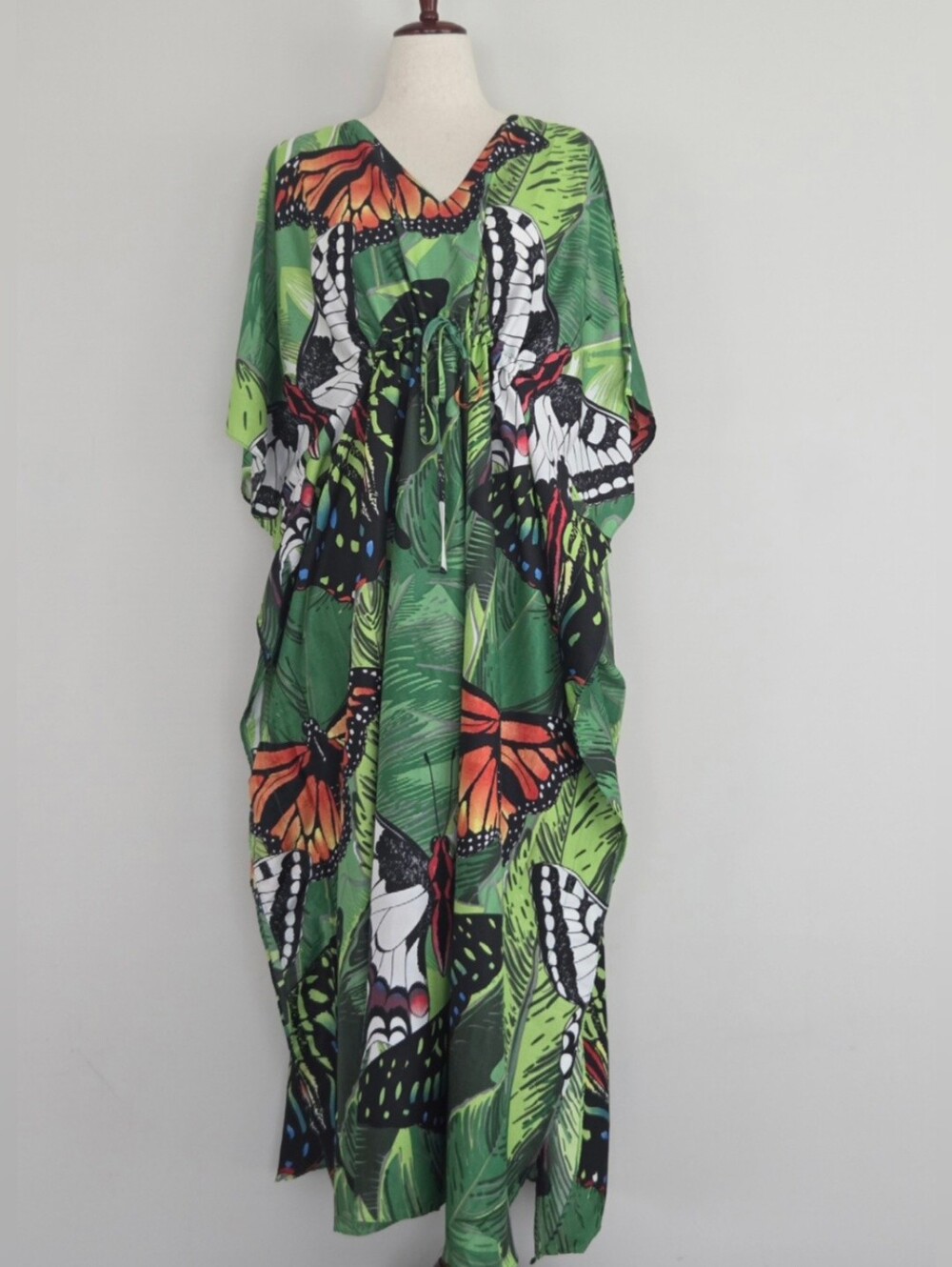 Winlar Goddess Butterfly Print Kaftan Dress - Size OS